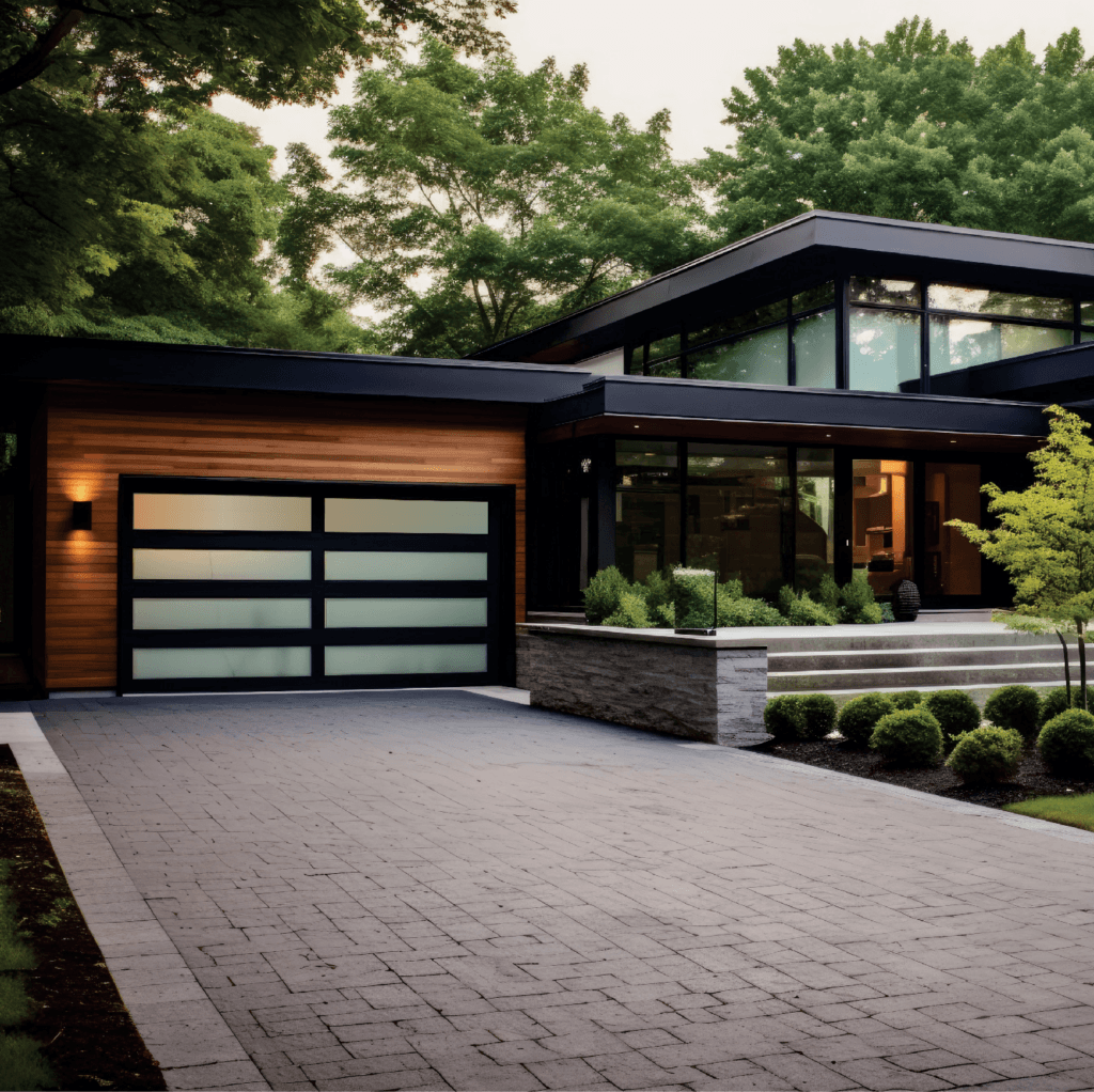 Garage door with aluminium and glass"